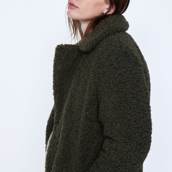 Zara Jackets & Blazers - Zara dark green fleece coat